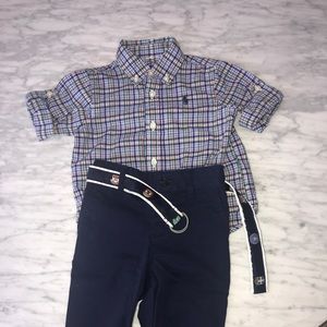 Ralph Lauren Baby Boy Shirt+pants+Belt 6months